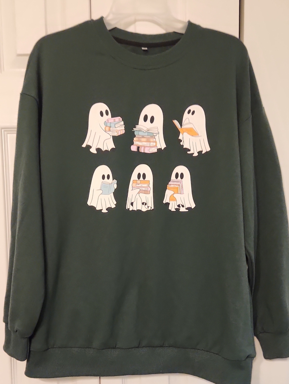 Dark Green Ghost Book Crewneck Sweatshirt
